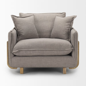 Mercana Roy Upholstered Chair Flint Gray Fabric | Brown Wood