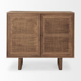 Mercana Grier Accent Cabinet Medium Brown Wood | Cane Accent | 2 Door