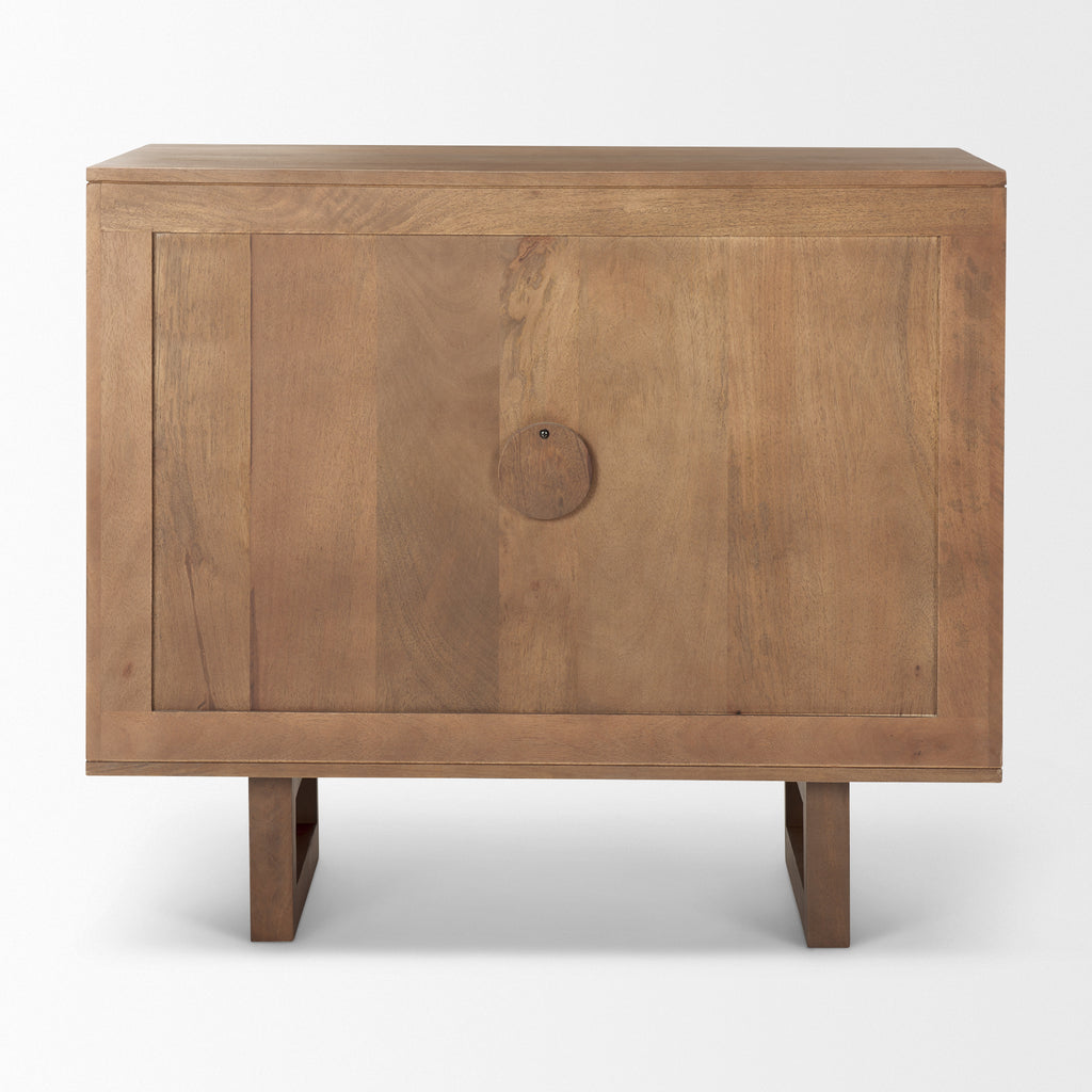 Mercana Grier Accent Cabinet Medium Brown Wood | Cane Accent | 2 Door