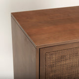 Mercana Grier Accent Cabinet Medium Brown Wood | Cane Accent | 2 Door