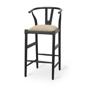 Mercana Trixie Bar/Counter Stool Beige Fabric | Black Wood | Bar