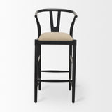 Mercana Trixie Bar/Counter Stool Beige Fabric | Black Wood | Bar