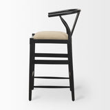 Mercana Trixie Bar/Counter Stool Beige Fabric | Black Wood | Bar