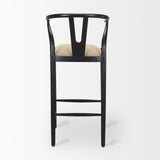 Mercana Trixie Bar/Counter Stool Beige Fabric | Black Wood | Bar