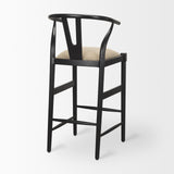 Mercana Trixie Bar/Counter Stool Beige Fabric | Black Wood | Bar