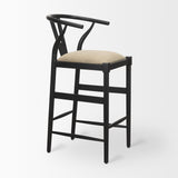 Mercana Trixie Bar/Counter Stool Beige Fabric | Black Wood | Bar