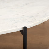 Mercana Larkin Coffee Table White Marble | Brown Wood | Round