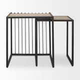 Mercana Miles End/Side Table Black Metal | Light Brown Wood