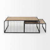 Mercana Miles Coffee Table Black Metal | Light Brown Wood