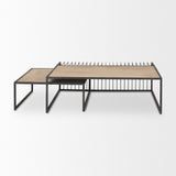 Mercana Miles Coffee Table Black Metal | Light Brown Wood