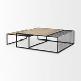 Mercana Miles Coffee Table Black Metal | Light Brown Wood