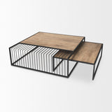 Mercana Miles Coffee Table Black Metal | Light Brown Wood