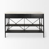 Mercana Amika Kitchen Island Black Metal | White Marble