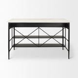 Mercana Amika Kitchen Island Black Metal | White Marble