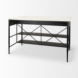 Mercana Amika Kitchen Island Black Metal | White Marble