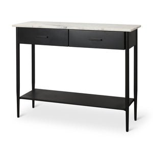 Mercana Amika Console Table Black Metal | White Marble