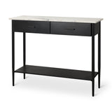 Mercana Amika Console Table Black Metal | White Marble