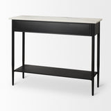 Mercana Amika Console Table Black Metal | White Marble