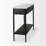 Mercana Amika Console Table Black Metal | White Marble