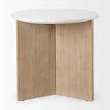 Mercana Enzo Accent Table  Marble | Light Brown Wood