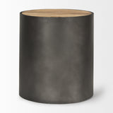 Mercana Eclipse End/Side Table Gunmetal Gray | Brown Wood