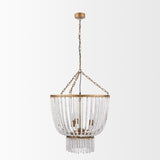 Mercana Rhone Chandelier Gold Metal | Wood Beads