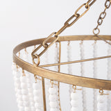 Mercana Rhone Chandelier Gold Metal | Wood Beads