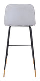 Zuo Modern Gironde 100% Polyester, Plywood, Steel Modern Commercial Grade Barstool Light Gray, Black, Gold 100% Polyester, Plywood, Steel