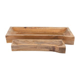 Sagebrook Home Contemporary Wood, Set of 2 -  17/23"l Rectangular Trays, Natural 17584 Brown Mango Wood