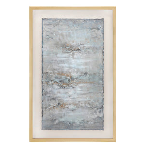 Sagebrook Home Contemporary 48x30 Abstract Canvas, Gray On Gold Frame 70080 Gray Pine