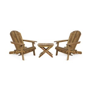 Bellwood Outdoor Acacia Wood 2 Seater Folding Chat Set, Natural Noble House