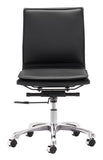 Zuo Modern Lider 100% Polyurethane, Steel, Aluminum Alloy Modern Commercial Grade Armless Office Chair Black, Silver 100% Polyurethane, Steel, Aluminum Alloy