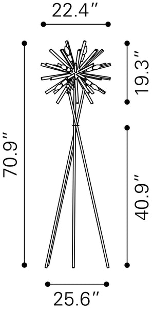 Zuo Modern Savoy Steel, Acrylic Modern Commercial Grade Floor Lamp Chrome, Clear Steel, Acrylic