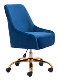 Zuo Modern Madelaine 100% Polyester, Plywood, Steel Modern Commercial Grade Office Chair Navy, Gold 100% Polyester, Plywood, Steel