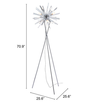 Zuo Modern Savoy Steel, Acrylic Modern Commercial Grade Floor Lamp Chrome, Clear Steel, Acrylic