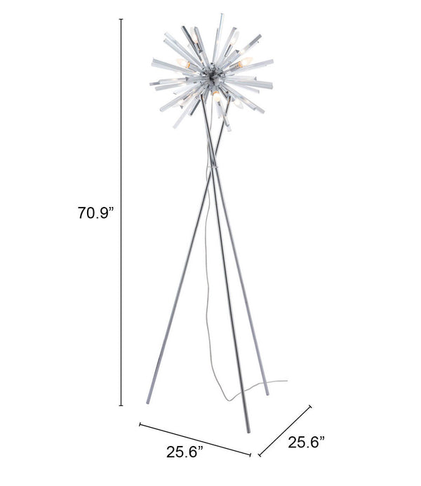 Zuo Modern Savoy Steel, Acrylic Modern Commercial Grade Floor Lamp Chrome, Clear Steel, Acrylic