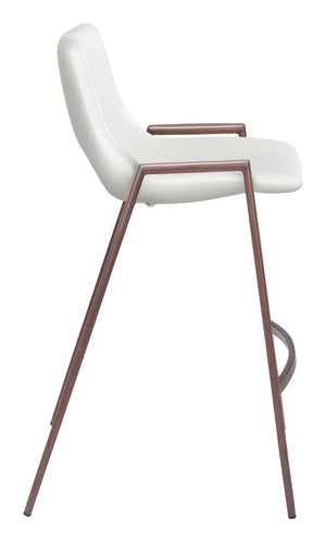 Zuo Modern Desi 100% Polyurethane, Plywood, Steel Modern Commercial Grade Counter Stool Set - Set of 2 White, Walnut 100% Polyurethane, Plywood, Steel