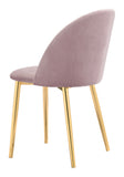 Zuo Modern Cozy 100% Polyester, Plywood, Steel Modern Commercial Grade Dining Chair Set - Set of 2 Pink, Gold 100% Polyester, Plywood, Steel