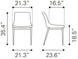 Zuo Modern Magnus 100% Polyurethane, Plywood, Steel Modern Commercial Grade Dining Chair Set - Set of 2 Gray, Walnut 100% Polyurethane, Plywood, Steel