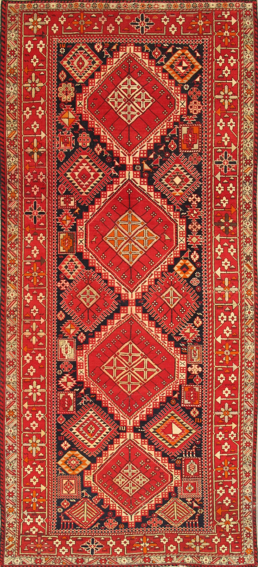 Pasargad Antique Azerbaijan Navy Lamb's Wool Area Rug 012227-PASARGAD