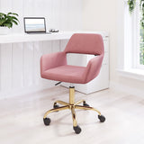 Zuo Modern Athair 100% Polyester, Plywood, Steel Modern Commercial Grade Office Chair Pink, Gold 100% Polyester, Plywood, Steel