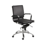 Gunar Pro Low Back Office Chair in Black with Chromed Steel Base