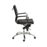 Gunar Pro Low Back Office Chair in Black with Chromed Steel Base