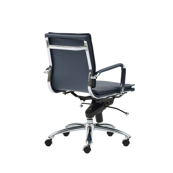 Gunar Pro Low Back Office Chair in Blue with Chromed Steel Base