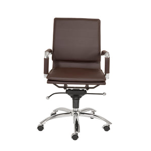 Gunar Pro Low Back Office Chair in Brown with Chromed Steel Base