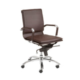 Gunar Pro Low Back Office Chair in Brown with Chromed Steel Base