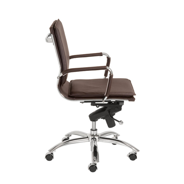Gunar Pro Low Back Office Chair in Brown with Chromed Steel Base