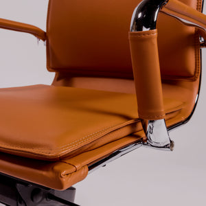 Gunar Pro Low Back Office Chair in Cognac with Chrome Base