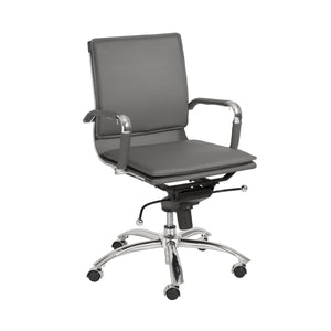 Gunar Pro Low Back Office Chair in Gray with Chromed Steel Base