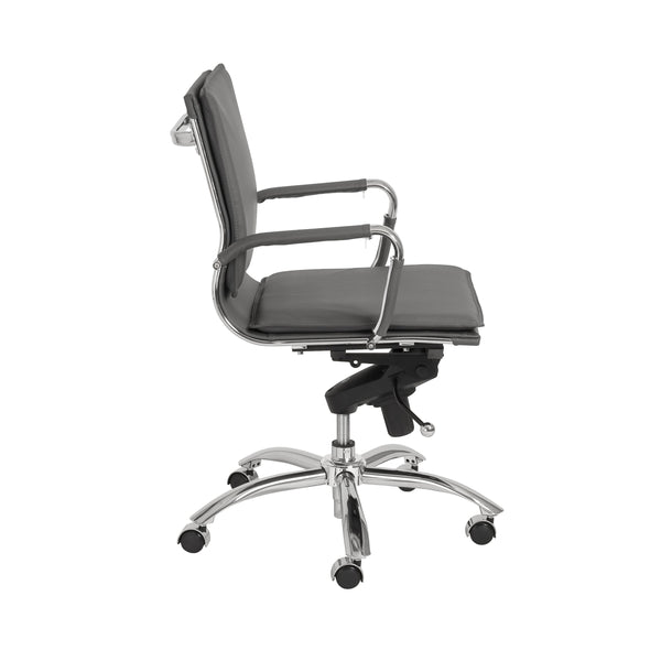 Gunar Pro Low Back Office Chair in Gray with Chromed Steel Base